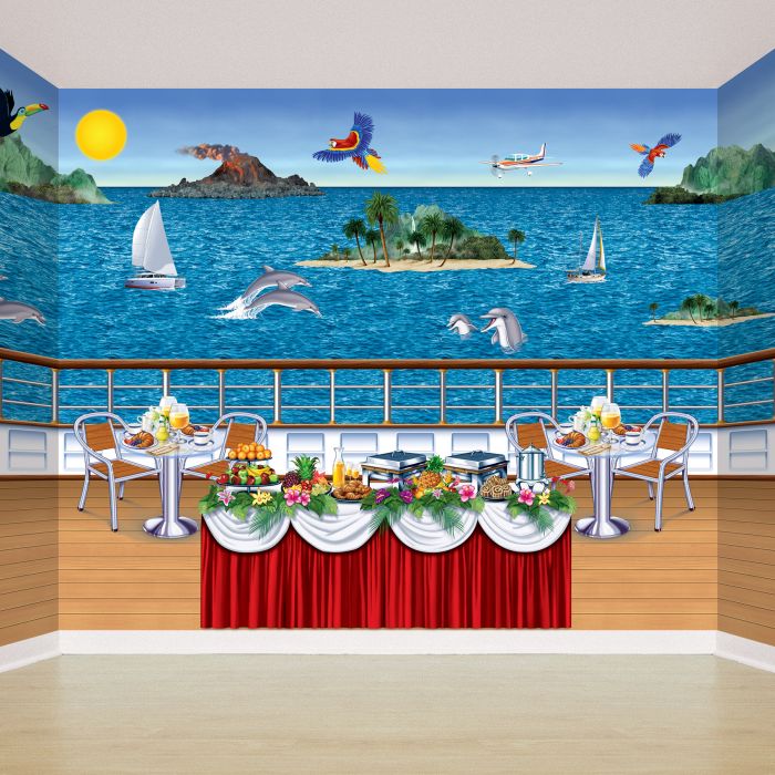 Beistle 52028 1-Pack Cruise Ship Deck Backdrop, 4-Feet by 30-Feet