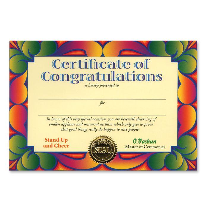 Certificate Of Congratulations